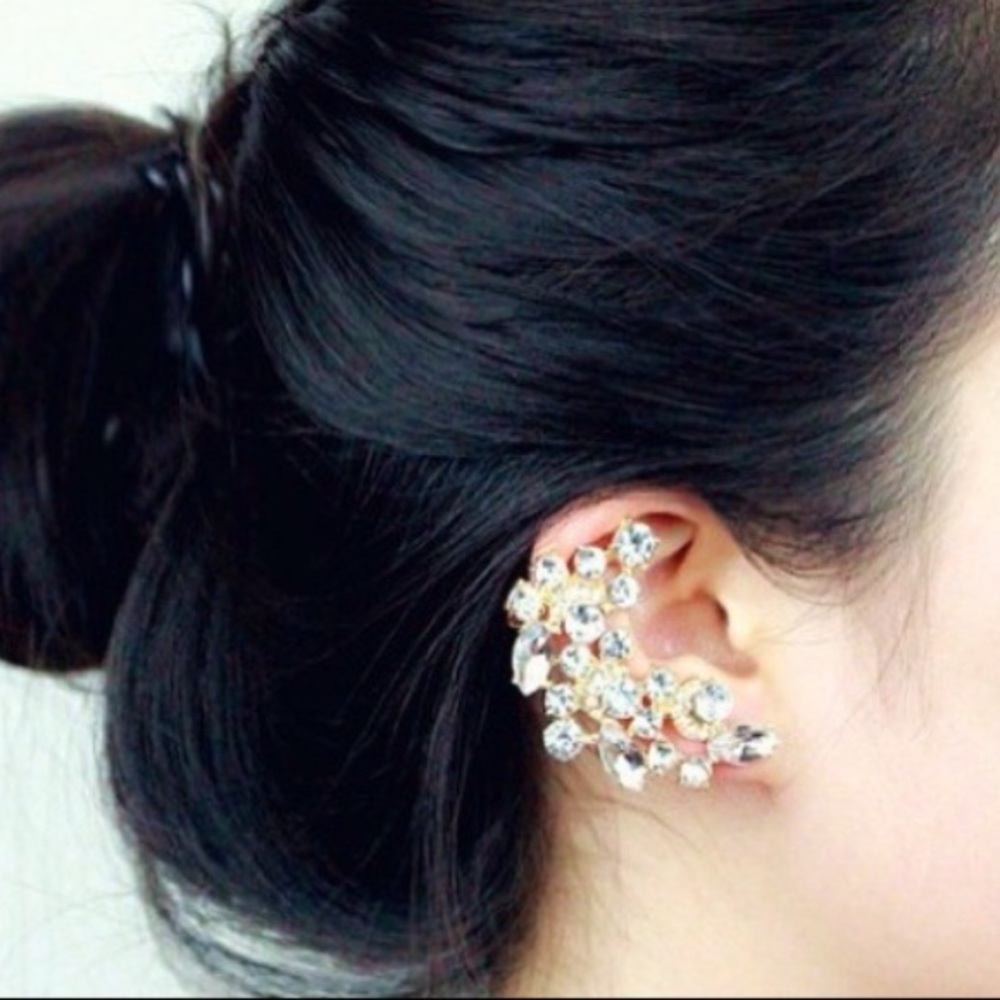 Crystal crescent ear climber., for pierced ears.